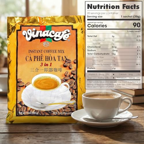 Instant Coffee Packets 3 in 1 Vietnamese Style Medium Roast, Single Serve Sachets - Pack of 4