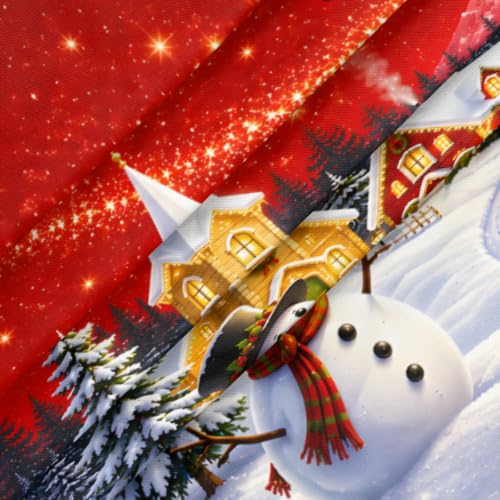 Skerhhux Christmas Snowman Red 42-inch Fitted Elastic Tablecloth - Holiday Circle Cover