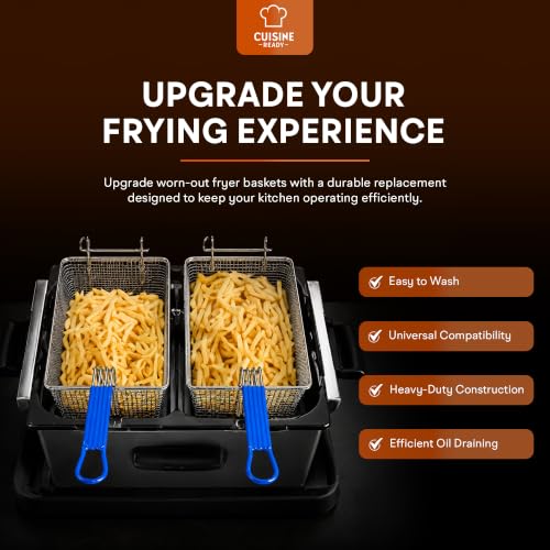 Blue Deep Fryer Basket 2-Pack Commercial-Grade Food-Ready Utensils