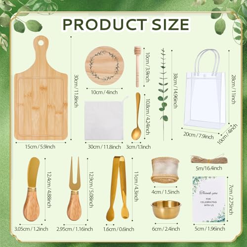 Baby Shower Prizes Set - 10 Bamboo Square Cheese Boards & Gift Accessories
