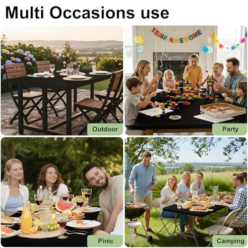 Smiry Rectangle Tablecloth, Elastic Fitted Flannel Backed Vinyl Tablecloths for 4ft Folding Tables, Waterproof Wipeable Table Covers for Indoor, Outdoor, Picnic and Camping (White, 24"x48")
