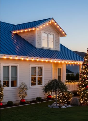 Brightown 100-Pack Magnetic Christmas Light Clips for C7/C9 Sockets White - Reusable