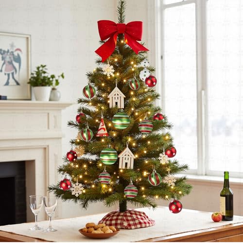 12-Pack 2.4 Inch Red & Green Christmas Ball Ornaments - Glitter Hanging Bulbs