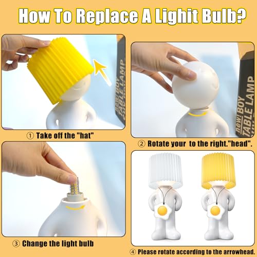 Shy Man Lamp-Creative Small Night Light LED Plug-in Table Lamp for Bedroom Office,Novelty Fun White Elephant Gift for Men Women Boyfriend Girlfriend Christmas Gifts, ValentinesGifts(Yellow)