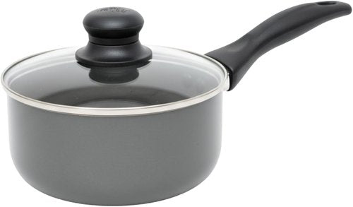IMUSA Gray Ceramic Saucepan - 1.5 Qt Nonstick Pot with Glass Lid & Cool-Touch Handle for Sauces, Soups, Stews
