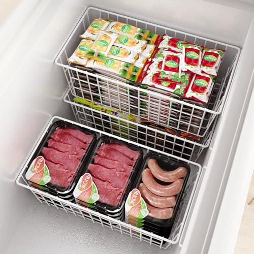 Freezer Organizer Bins for Upright & Chest Freezers - Wire Drawer Baskets, Set of 5