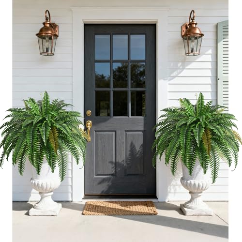 Waipfaru 2PCS 45in UV-Resistant Faux Ferns Outdoor Artificial Plants for Porch & Patio
