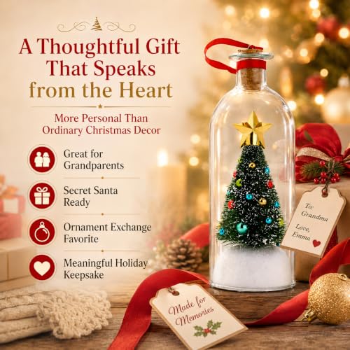 Recordable Christmas Message Bottle with Snowy Tree Ornament - Variation 2