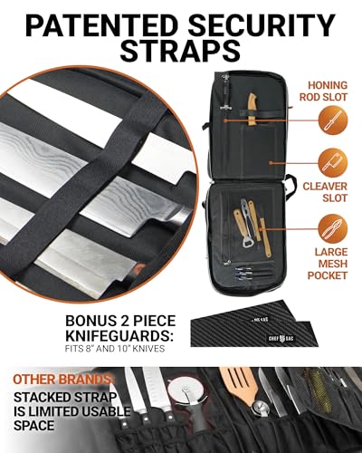 Chef Sac Night Black Professional Knife Bag Backpack with 30+ Pockets