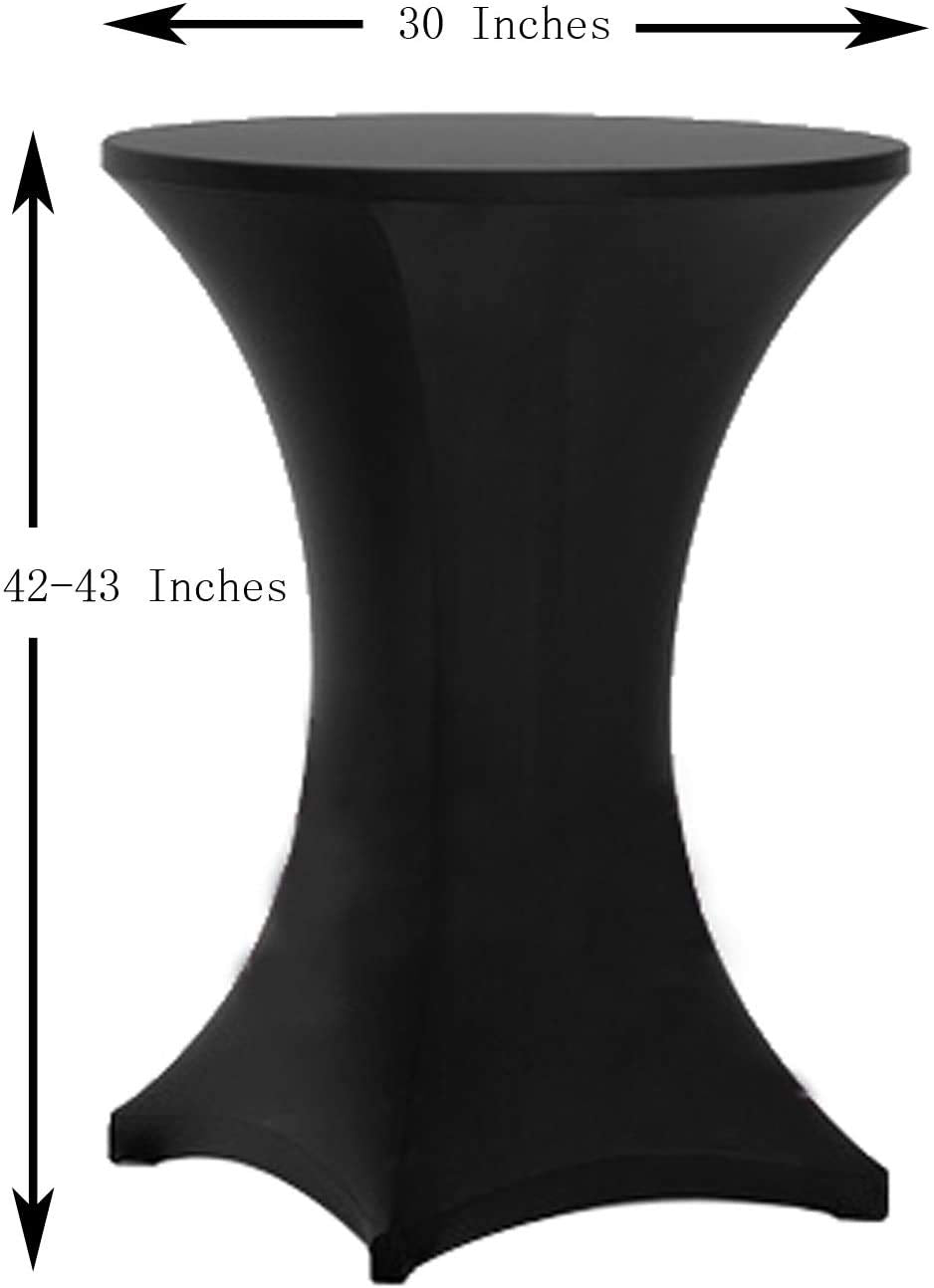 Tina's 4 Pack 30x42 Inch Highboy Spandex Cocktail Table Covers, Black, Fitted Stretch Cocktail Table Tablecloth for Round Tables