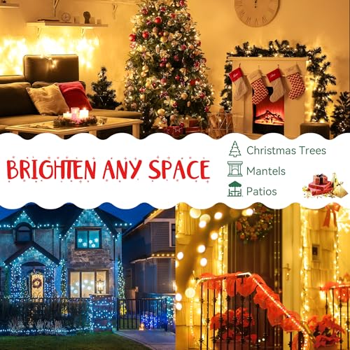 Enhon Slow Twinkling Christmas Lights 6 Pack Warm White 100 Lights 35ft – End-to-End Easy-Connect