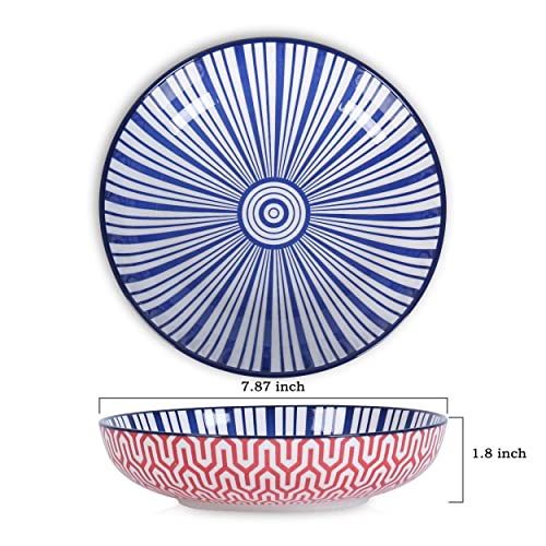 Selamica Assorted Colors Ceramic 26 oz Pasta & Salad Bowls Set of 6
