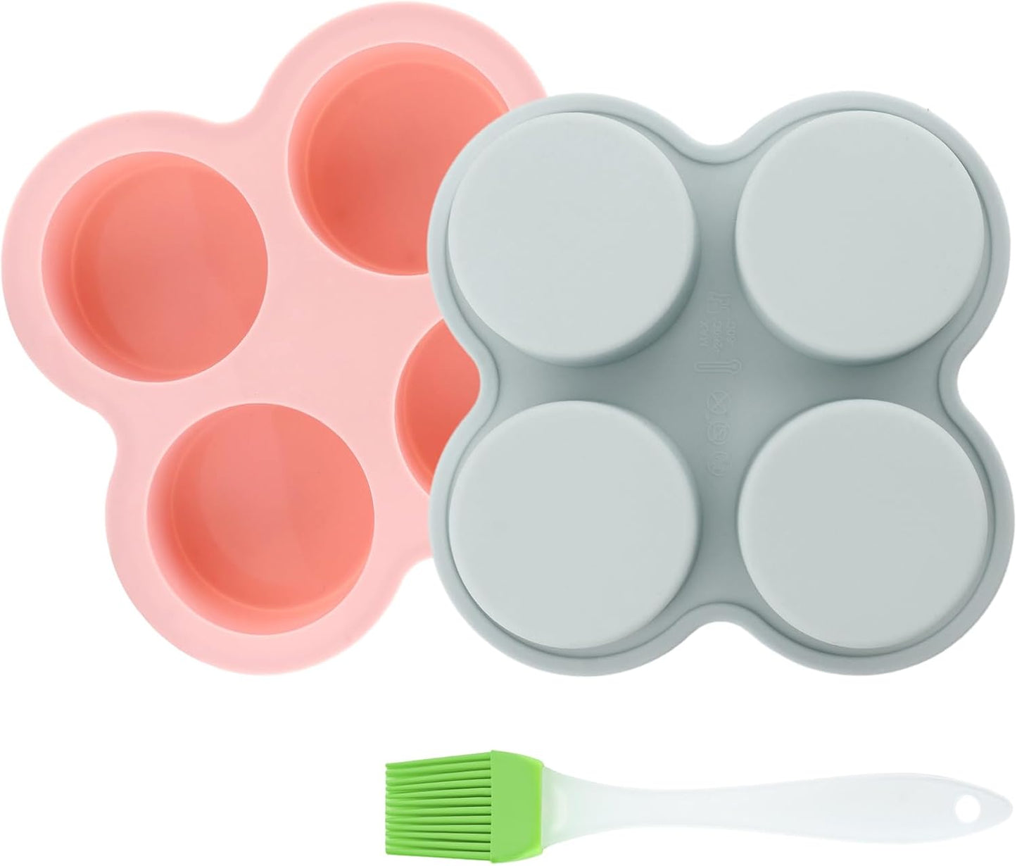 Skiennix Reusable Silicone Air Fryer Egg Mold - Non-Stick 4-Cavity Baking Pan Set (Pink & Blue)