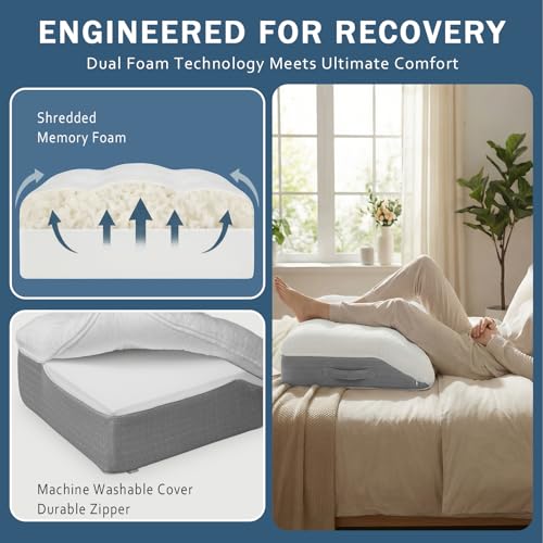 Baibu Memory Foam Leg Elevation Pillow 23.5x18x6 Inch Support Wedge for Circulation & Pain Relief