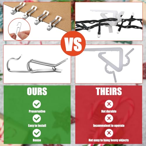 Tandefio 150 Pcs Aluminum Christmas Light Clips Gutter Hangers - Weatherproof