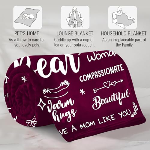 Mama Bear Blanket for Mom - Soft Flannel Gift from Daughter Son, Mother's Day, Birthday, Wives, 50x60 Inch with Loving Quotes