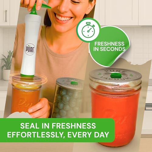Pure Juicer Mason Jar Vacuum Sealer Kit / 1 Pack - Handheld High-Suction Food Sealer