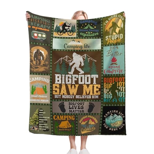 Bigfoot Camping Blanket 50x60in Soft Outdoor Throw for Travelers & Home