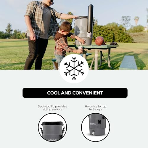Igloo 5 Gallon Grey Insulated Cooler with Spout | Portable Beverage Dispenser
