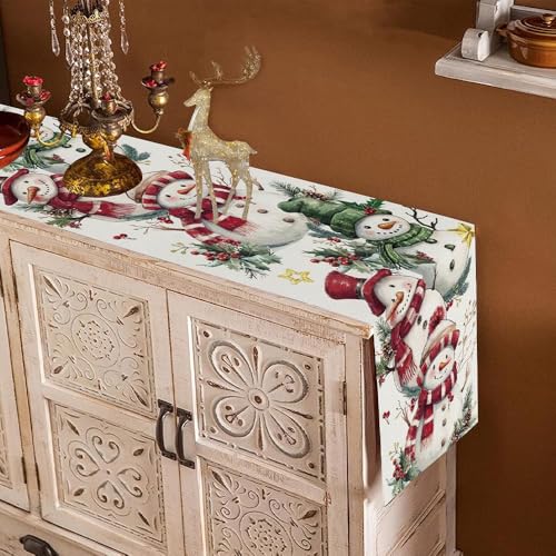 Baccessor Christmas Snowman Table Runner 13x90 Inches Winter Holiday Decor