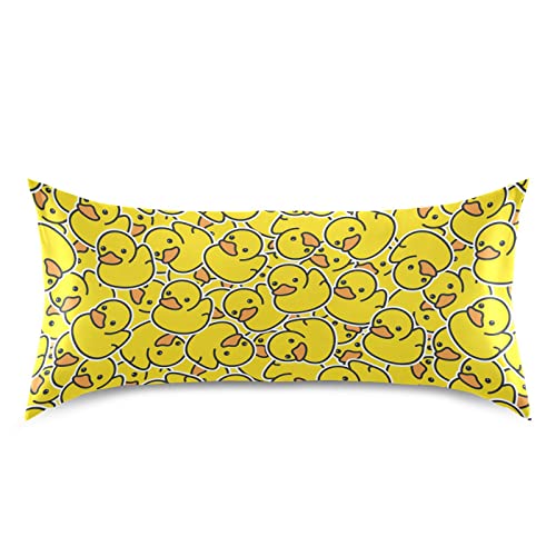 Rubber Duck Pillow Covers Silk Pillowcase for Hair and Skin Breathable & Silky Soft Satin Pillowcase Standard Size Pillow Case for Bed Bedroom Women Boys Girls (20x30 Inch)