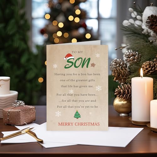 ZY250 Funny Christmas Card for Son from Dad or Mom – Premium 8x5.3" Card