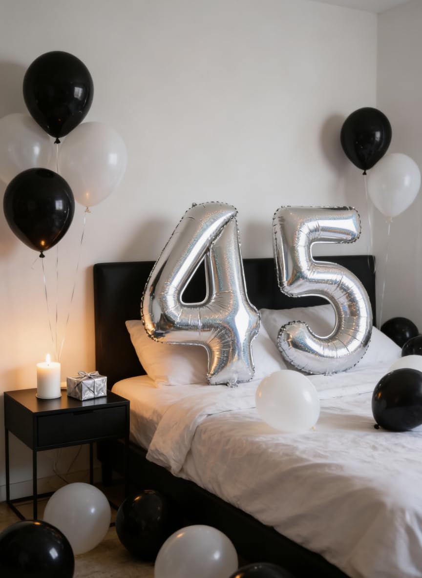 Laser Silver 4 Balloon, Number Balloons 40 Inch, 4th Birthday Decorations for Girls Four Large Numbers for Party Decor, Number 4 Balloon