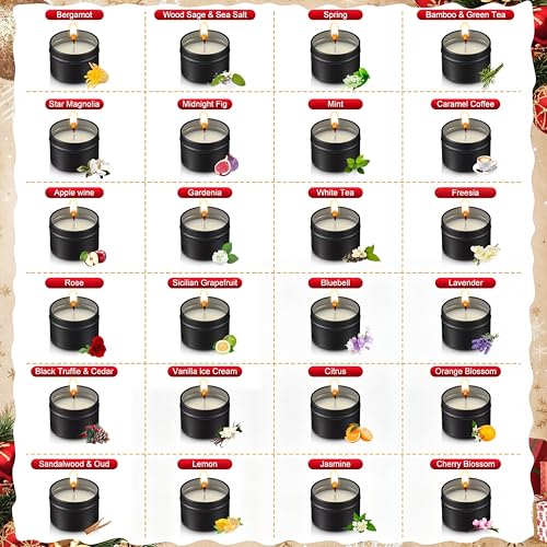 Nuanchu Highland Cattle 24-Pack Christmas Scented Candles Gift Set 2oz