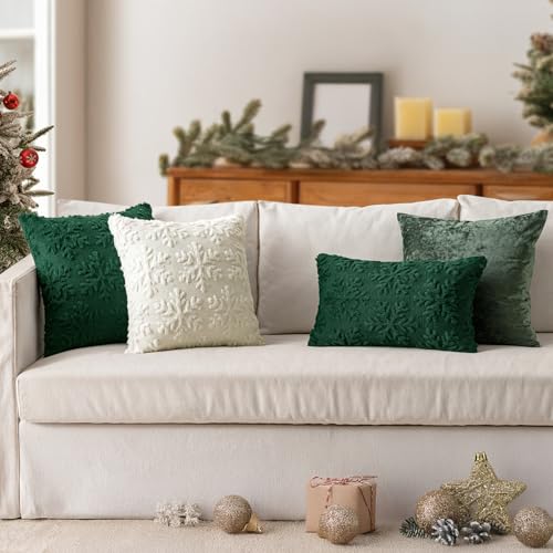 MIULEE Christmas Cream White Throw Pillow Covers Snowflakes