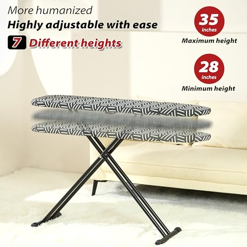 Caius 43"x13" Adjustable Ironing Board with 7 Heights, Space-Saving, Stable