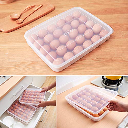 HANSGO Deviled Egg Containers with Lid, Portable Devil Egg Holder for 30 Eggs Clear Deviled Egg Carrier Tray for Home Party Kitchen Fridge Organizer