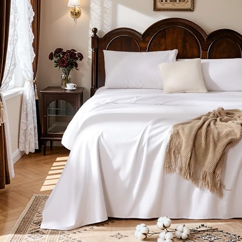 Egyptian Cotton Queen Bed Sheet Set - 1000 TC Deep Pocket 16" - White