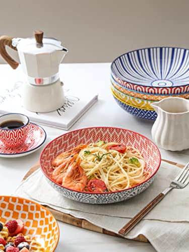 Selamica Assorted Colors Ceramic 26 oz Pasta & Salad Bowls Set of 6