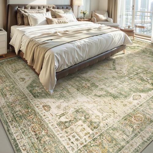 AMOAMI-Area Rug 5X7 Rugs for Living Room-Vintage Soft Green
