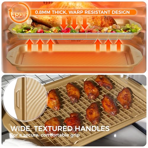 Antique Gold 9-Piece Nonstick Bakeware Set - Non-Toxic Baking Pans