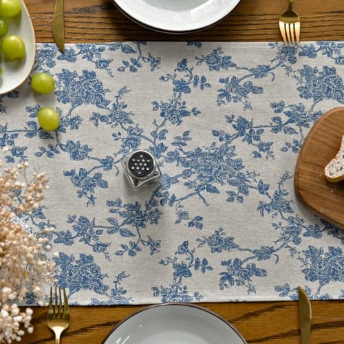 Artoid Mode Dark Grey 13x120 Inch Chinoiserie Table Runner