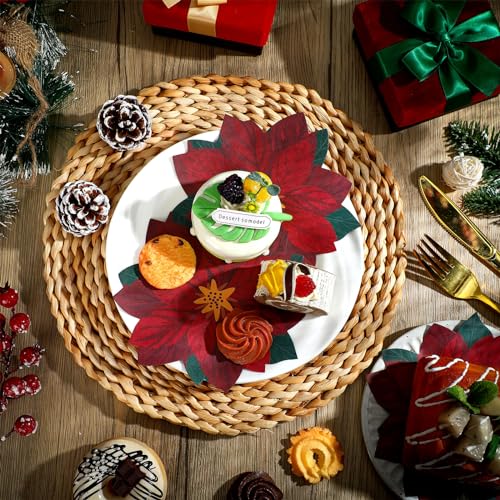Poinsettia 100 Pcs 6'' Christmas Cheese Parchment Paper Doilies - Tenceur
