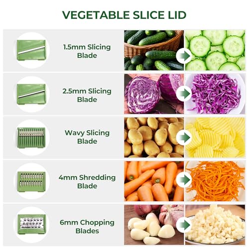 SUSTEAS Large Salad Spinner with 5-Blade Slicer, 5 Qt - Easy Wash Dry & Chop