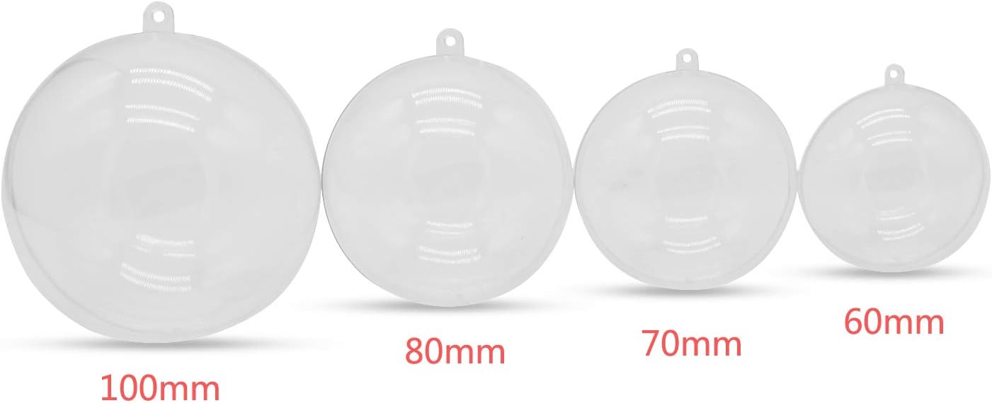 Clear Plastic Fillable Christmas Ornaments - 3.15” DIY Craft Balls, Pack of 10