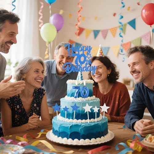 Royal Blue 55th Birthday Candles Cake Topers Set,Men 55th Birthday Decorations,Royal Blue Number 55 Candle for Cake,Boys Girls Personalised Cupcake Toppers for Men Women Party Supplies