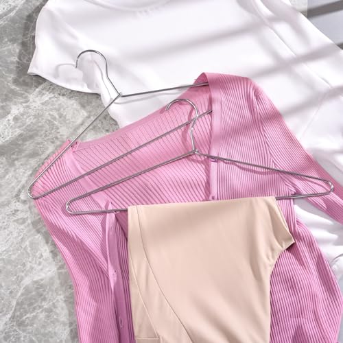 Amber Home 30 Pack Heavy Duty Metal Chrome Coat Hangers, Space-Saving & Durable