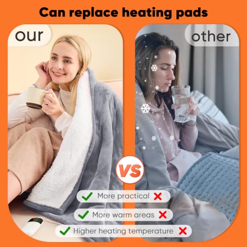 Greenoak Electric Heated Blanket Full Size 72x84 with 10 Heat Levels, Auto-Off, Fleece Soft Christmas Gift for Seniors & Grandma