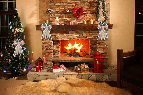 Heureppy Velvet Plaids Words Christmas Wreath Bows 2 Pack - Green Red Holiday Decor