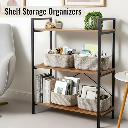 Brown Woven Rope Storage Bins Set of 8 for Nursery & Organization