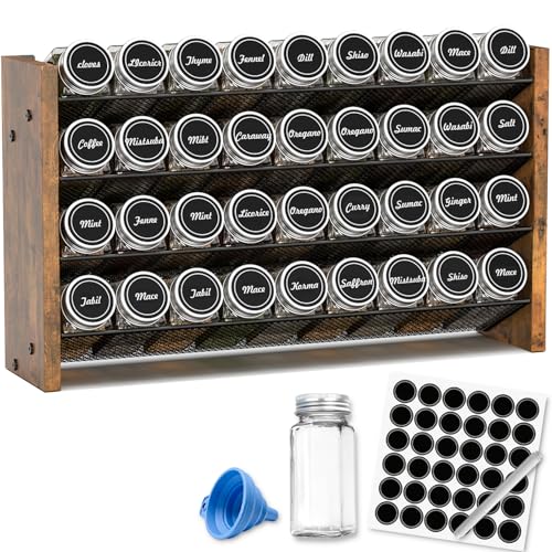 NESAPTO 36 Jars Spice Rack Organizer with Wall Mount and Countertop Use, 17.2"W x 9.4"H