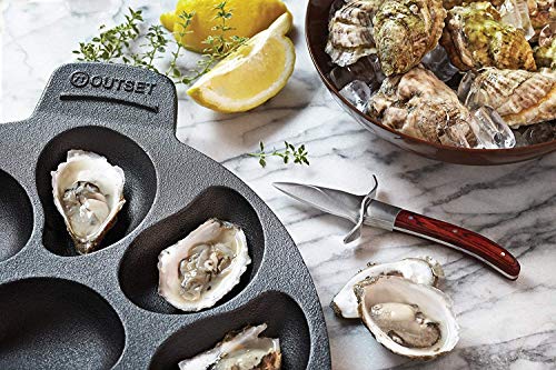 Cast Iron Oyster Grill Pan with 12 Cavities - Black, Durable Non-Stick Coating