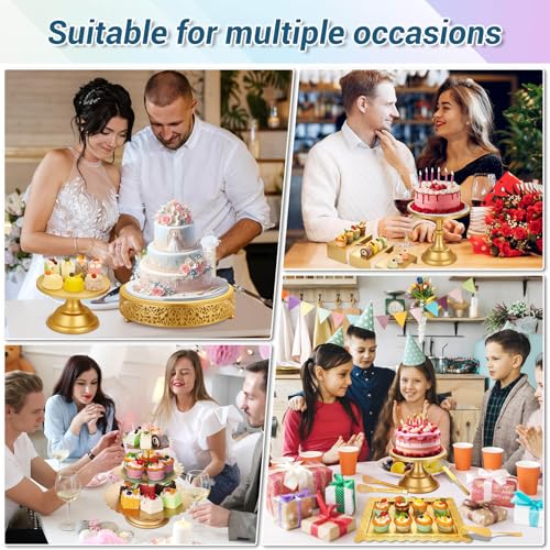 Gold Metal Dessert Table Display Set with Cake Stands & Trays for Weddings & Parties