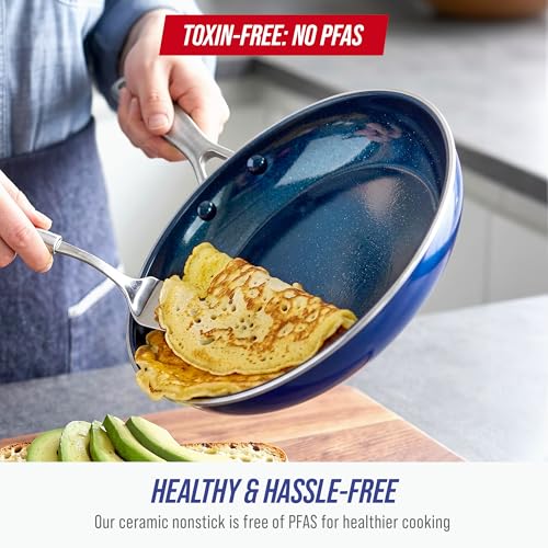 Blue Diamond 2-Piece Nonstick Frying Pan Set - 9.5" & 11" Ceramic Skillets, PFAS-Free, Oven & Dishwasher Safe