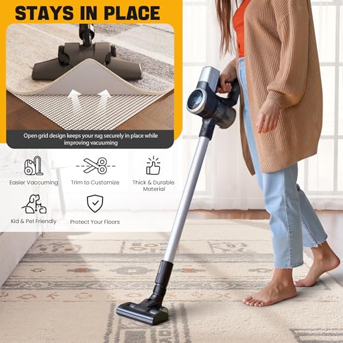 White Non-Slip Rug Pad 6x9 Ft - Thick Cushion & Floor Protector