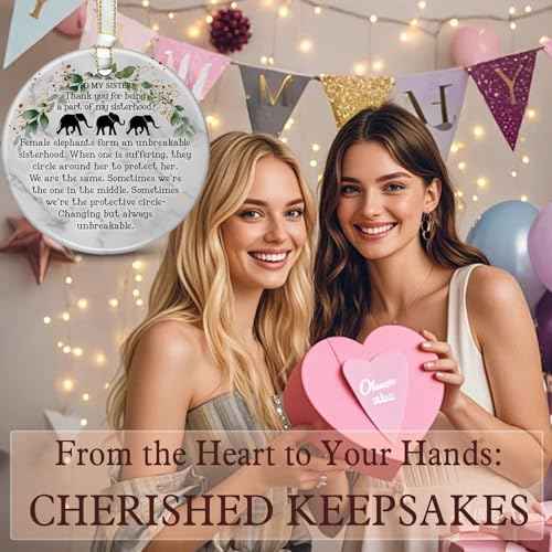 Elephant Ornament for Best Friends, Friendship Gifts for Women - Christmas Ornaments Gift for Sister, Bestie & Close Friends